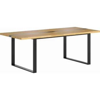 Konferenční stolek Konferenční stůl s dřevěnou deskou 220x120cm s kolejnicí uprostřed