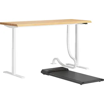 Psací stůl Psací stůl s elektrickým nastavením, dubová deska s podřezáním a nášlapem 160x70 - Bílá