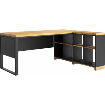 Psací stůl Pracovní a studijní rohový stůl s ochranou pod deskou 160x70 cm pravá strana - Černá , ANO , Práva , 160x70 cm