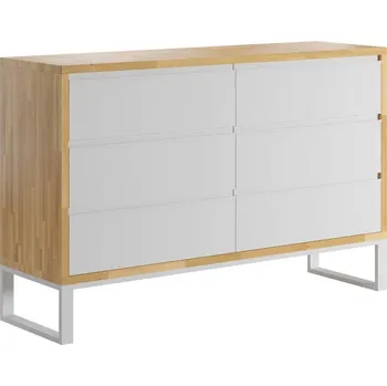 Komoda Bílá skandinávská podkrovní komoda, zásuvky na dokumenty - Bílá