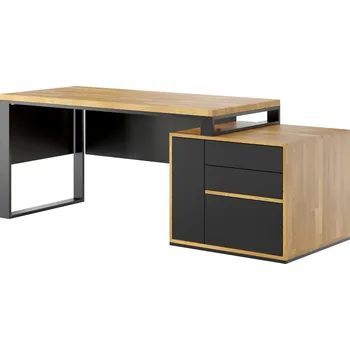 Psací stůl Kancelářský stůl Loft slim se zásuvkami a kryty pod deskou - Černá , ANO , Vpravo (kontejner) , 160x70 cm