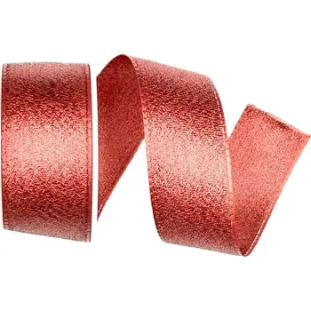 Stuha Stuha taftová HIGH SOCIETY červená matná 40mm x 3m (10,-Kč/m) (Stuha taftová s lurexem, oboulící , metalický efekt)