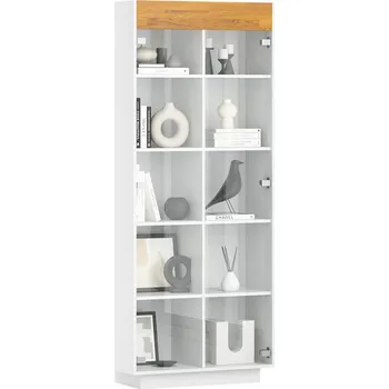 Knihovna Skříňová skříň, široká s policemi - Přírodní dub/bílá