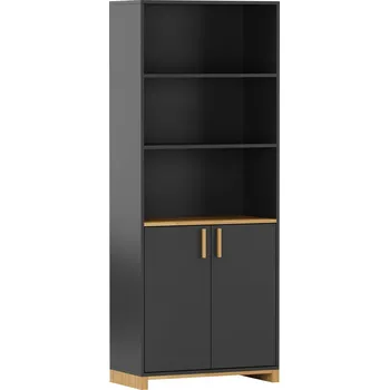 Knihovna Bílá polootevřená kartotéka s policemi - Černá