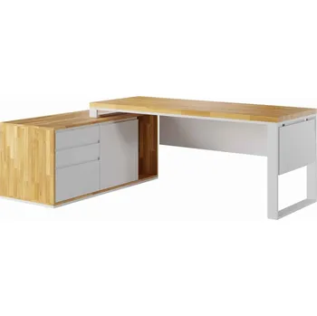 Psací stůl Rohový psací stůl se zásuvkami moderní loft s deskou pod deskou, pravý 160x70 - Bílá , Vlevo , 160x70 cm