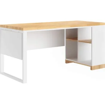 Psací stůl Bílý skandinávský psací stůl s policemi na dokumenty a pořadače 160x70 - Bílá , ANO , Vpravo (kontejner) , 180x70 cm