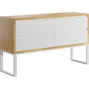 Policová skříň Bílá kancelářská skříň s dubovým dřevem 140 - Bílá