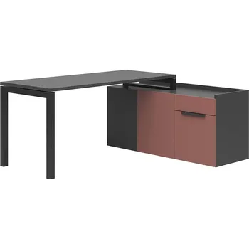 Velký rohový psací stůl se skříňkami a zásuvkou - Černá