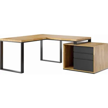 Psací stůl Loftový rohový stůl velký 200x70 Loft Office Plus - Černá , NE , Práva , 200x70 cm