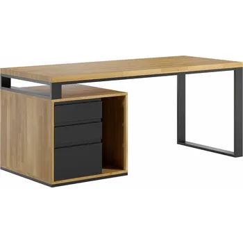 Psací stůl Krátký psací stůl s dřevěnou deskou pro malou kancelář "loft office plus" levá strana - Bílá , ANO , Vlevo (podstavec) , 160x70 cm