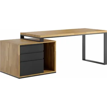 Psací stůl Psací stůl na podstavci, dřevo s kovem Loft Office Plus - Černá , NE , Vlevo (podstavec) , 160x70 cm