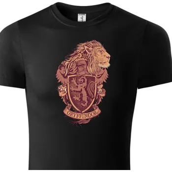 Chlapecké tričko Fenomeno Dětské tričko Gryffindor erb lev Velikost: 158cm/12 let, Barva trička: Černé