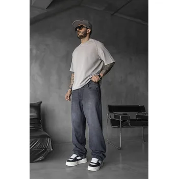 Pánské džíny Black Island Černé baggy fit džíny Obsidian Flow Velikost: 31