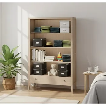 Knihovna Buková knihovna ROMA RT2 přírodní Úchyty: úchyt - černá