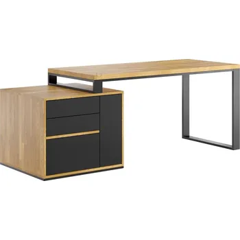 Psací stůl Černý kancelářský stůl v podkroví se silnější deskou - Bílá , ANO , Vlevo (podstavec) , 200x70 cm