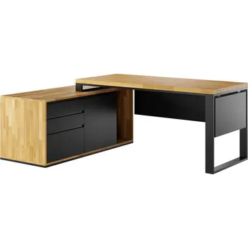 Psací stůl Bílý psací stůl pro kancelář, domácí kancelář, pravý 160x70 - Černá , ANO , Vlevo (podstavec) , 160x70 cm