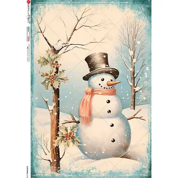 Umělecký papír Rýžový papír na decoupage - A4- Vánoční vzory CH0363