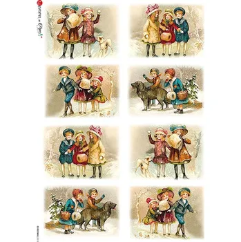 Umělecký papír Rýžový papír na decoupage - A4- Vánoční vzory CH0212