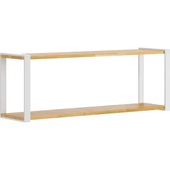 police Černá nástěnná police ze dřeva a kovu - Bílá