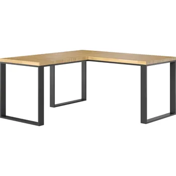 Psací stůl Rohový psací stůl s dřevěnou deskou loft 180x70cm - Černá , NE , Vlevo , 180x70 cm