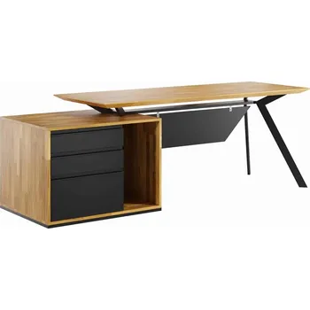 Psací stůl Prémiový psací stůl do pracovny. Budoucí aktivní styl s maskovacími směsmi - Černá , ANO , Vlevo (podstavec) , 200x70 cm