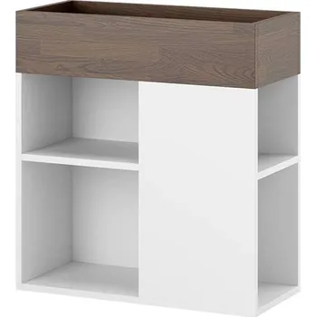 Stojan na květiny Moderní stojan na psací stůl v podkroví s policemi - Kubánské cigaro/bílá , Vlevo