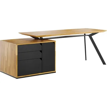 Psací stůl Kancelářský stůl s dřevěnou deskou Active 160x70cm - Bílá , ANO , Vlevo (podstavec) , 200x70 cm