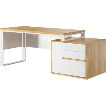 Psací stůl Kancelářský stůl Loft slim se zásuvkami a kryty pod deskou - Bílá , ANO , Vpravo (kontejner) , 200x70 cm