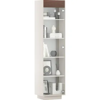 Knihovna Skleněná vitrína do obývacího pokoje, úzká - Kubánské cigaro/ slonovina