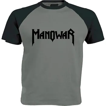 Pánské tričko šedo černé triko Manowar - logo