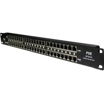 Patch panel Patch panel POE cat.5e 24p 1U Black stíněný, 19" rack