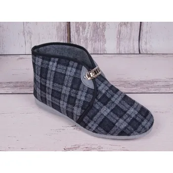 Pánské pantofle Bačkory papuče pánské Pegres 1013 důchodky vyšší s přezkou šedé káro velikost: 48