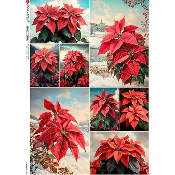 Umělecký papír Rýžový papír na decoupage - A4- Vánoční vzory CH0389