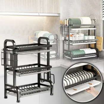 Odkapávač na nádobí Chytrý vícevrstvý stojan na nádobí pro rychlé a efektivní sušení, 39381