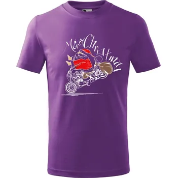 Dětské tričko Santa na motorce Velikost: 134/8 let, Barva trička: Fialová
