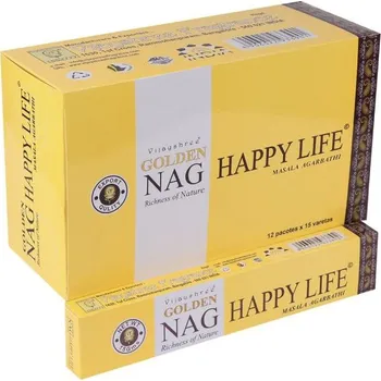 Vonná tyčinka Vijayshree Vonné Tyčinky Golden Nag Happy Life, 15 g