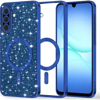 Pouzdro na mobilní telefon Techsuit Luxury Glitter MagSafe pro Samsung Galaxy A17 5G / A17 4G tmavě modrá