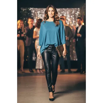 Dámská tunika Třpytivá oversize tunika modrá Velikost: UNI: M-3XL