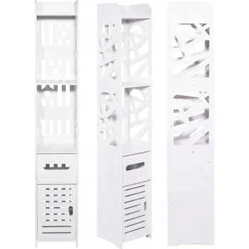 Šatní skříň KOUPELNOVÁ SKŘÍŇKA REGÁL SLOUPEK BÍLÝ 120CM MODERNÍ NÁBYTEK PRO ÚLOŽNÝ PROSTOR