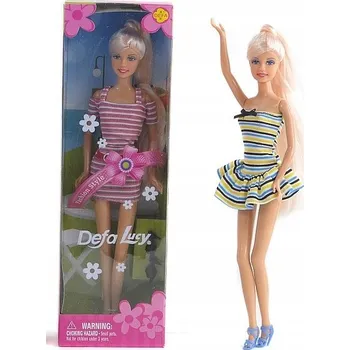 Panenka PANENKA DEFA LUCY V Růžovo-bílých šatech s proužky