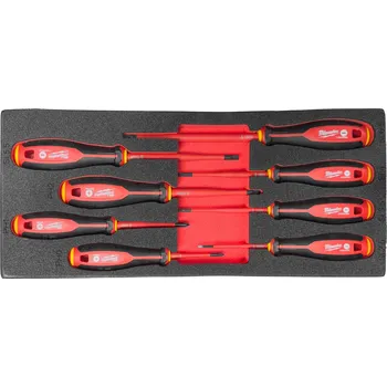 Šroubovák Pěnová vložka s VDE šroubováky 8ks pro elektrikáře MILWAUKEE 4932493249