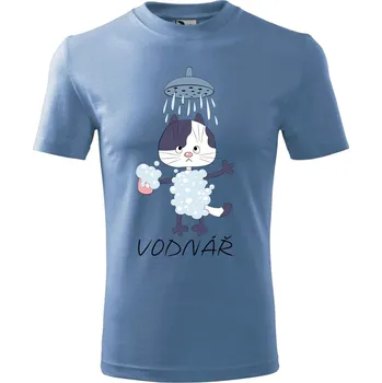 Chlapecké tričko Dětské tričko Zvěrokruh kočky Vodnář Velikost: 158/12 let, Barva trička: Azurově modrá