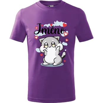 Dětské tričko Roztomilá kočička se jménem Velikost: 134/8 let, Barva trička: Fialová