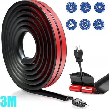 kabelová chránička SAMOLEPICÍ KRYT KABELU, MŮSTKOVÝ KRYT, OCHRANA KABELU, ČERNÝ 6CMX3M