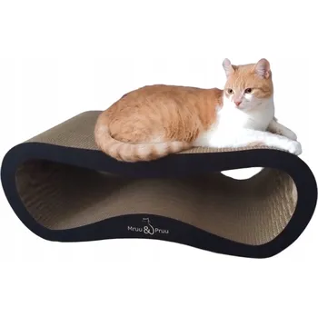 Nízké škrabadlo Mruu&Pruu černé kartonové 78x40 cm pro velká plemena koček