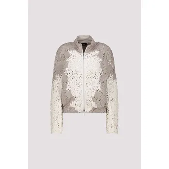 Dámská mikina Svetr Monari 8969 šedo krémový krajkový na zip Velikost: 42