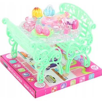 NÁBYTEK PRO PANENKY STŮL, ŽIDLE, nádobí