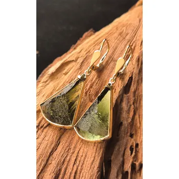 Náušnice Exklusivní zlaté náušnice s vltavíny 26 0012