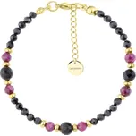 Manoki Dámský náramek s černými turmalíny a růžovými rubíny BA1130GR Růžová 17 cm + 3 cm (prodloužení)