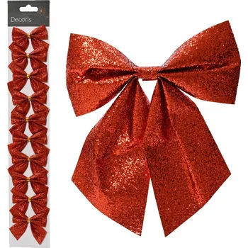 Vánoční dekorace Červené ozdobné mašličky na drátku, mašle na vánoční stromek 6 cm, 8 ks